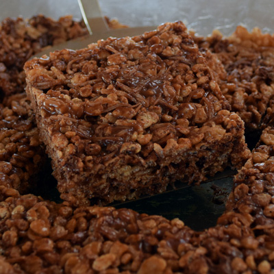 Chocolate-Coconut-Caramel Crispy Bars